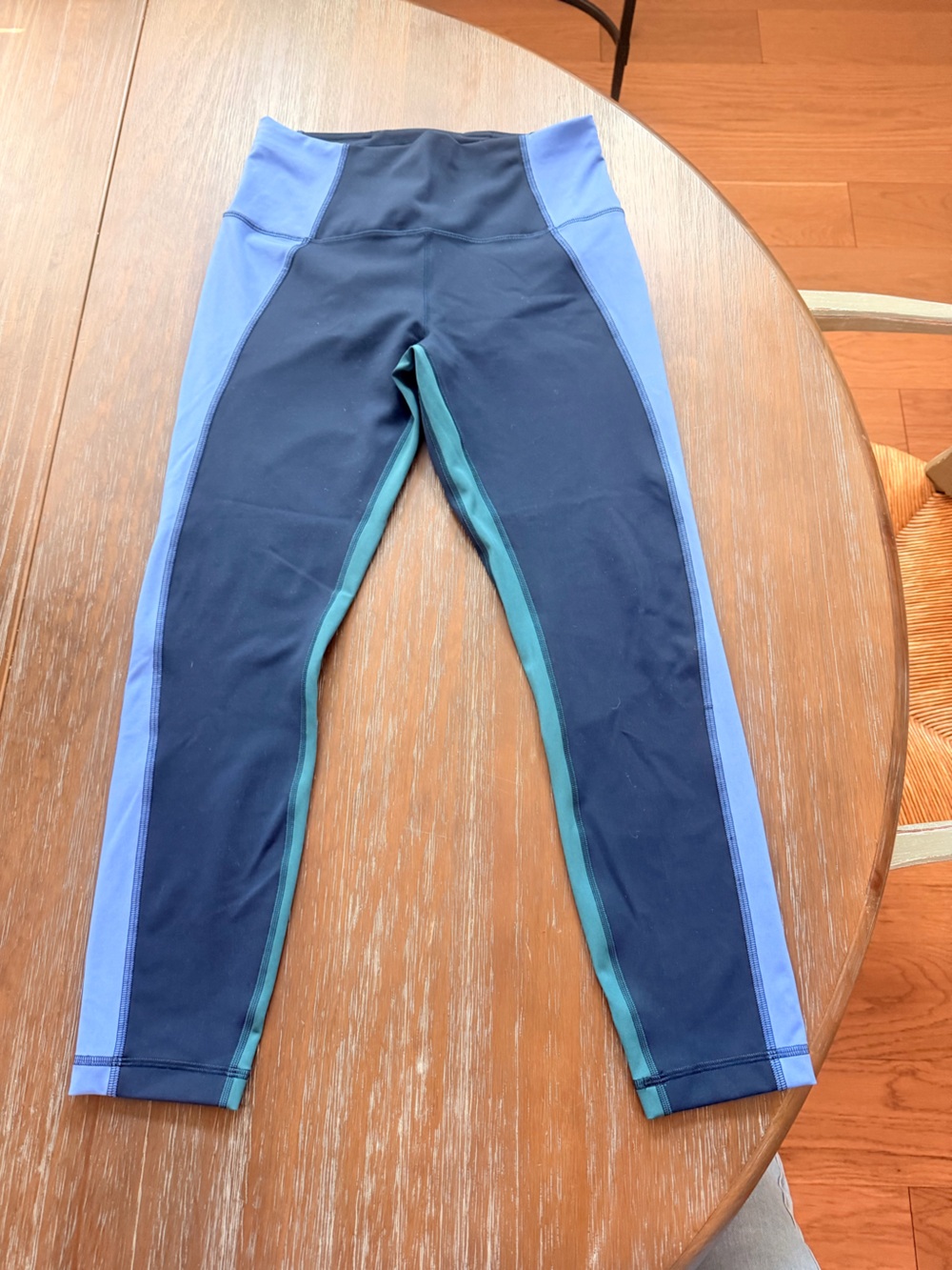 lululemon Navy leggings with Blue and Teal Side Panels